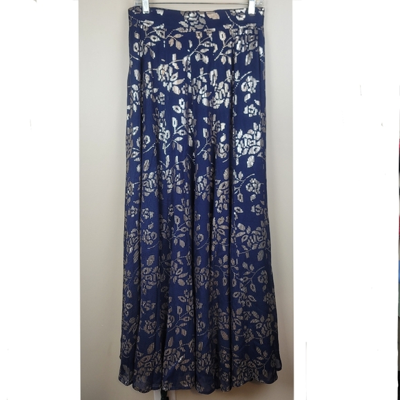 The Saree Room Navy Iris Maxi Skirt size S - Picture 2 of 8